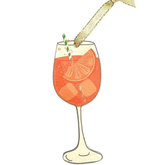 Illustration of a cocktail with a slice of orange and a straw on a white background