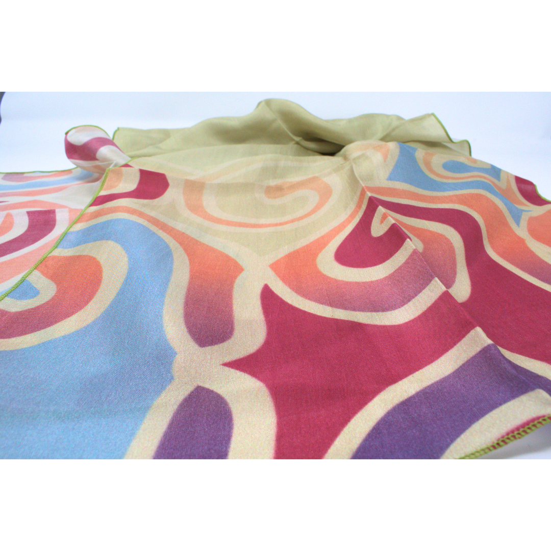 Silk Scarf Green Swirl
