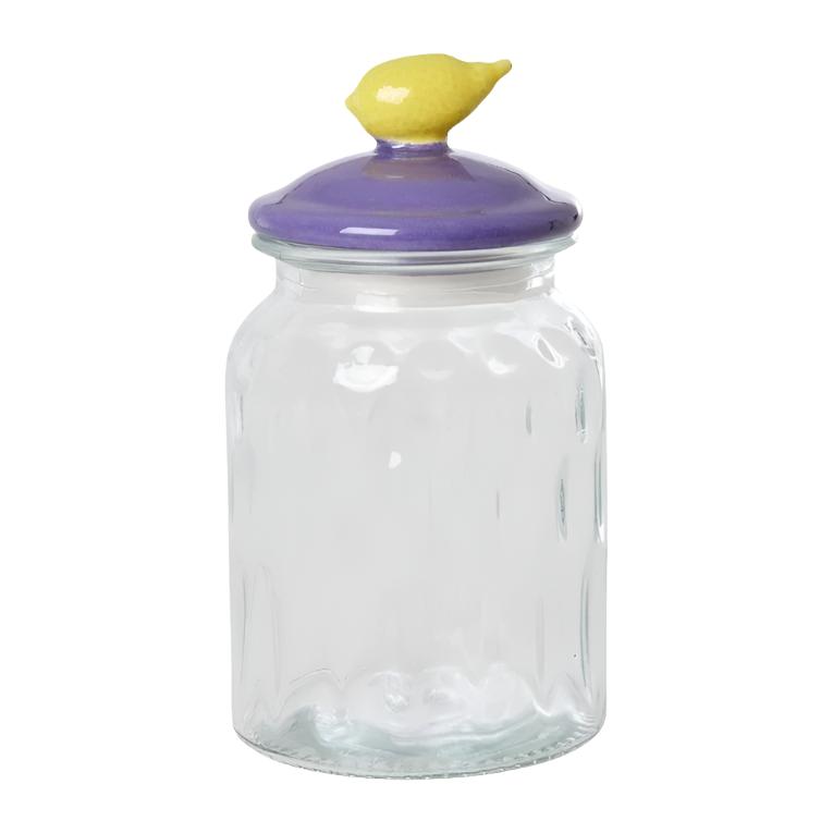 Glass Jar with Purple Lemon Lid