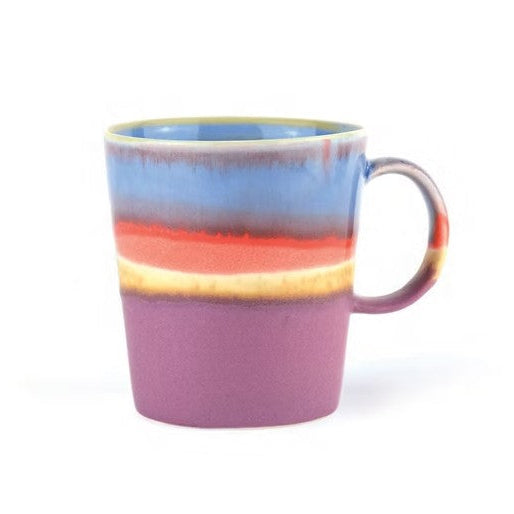Multicolored mug with a gradient from blue to red on a white background