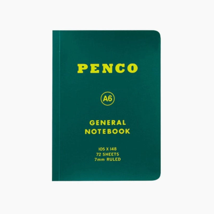 Green notebook with 'Penco' branding on a white background