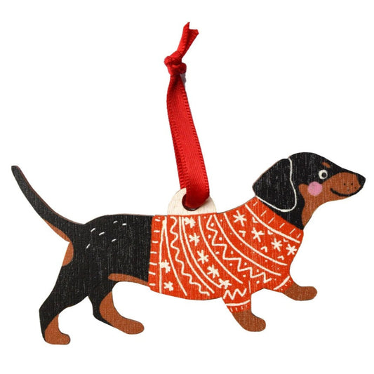 Sausage Dog Bauble by Laura Barnes