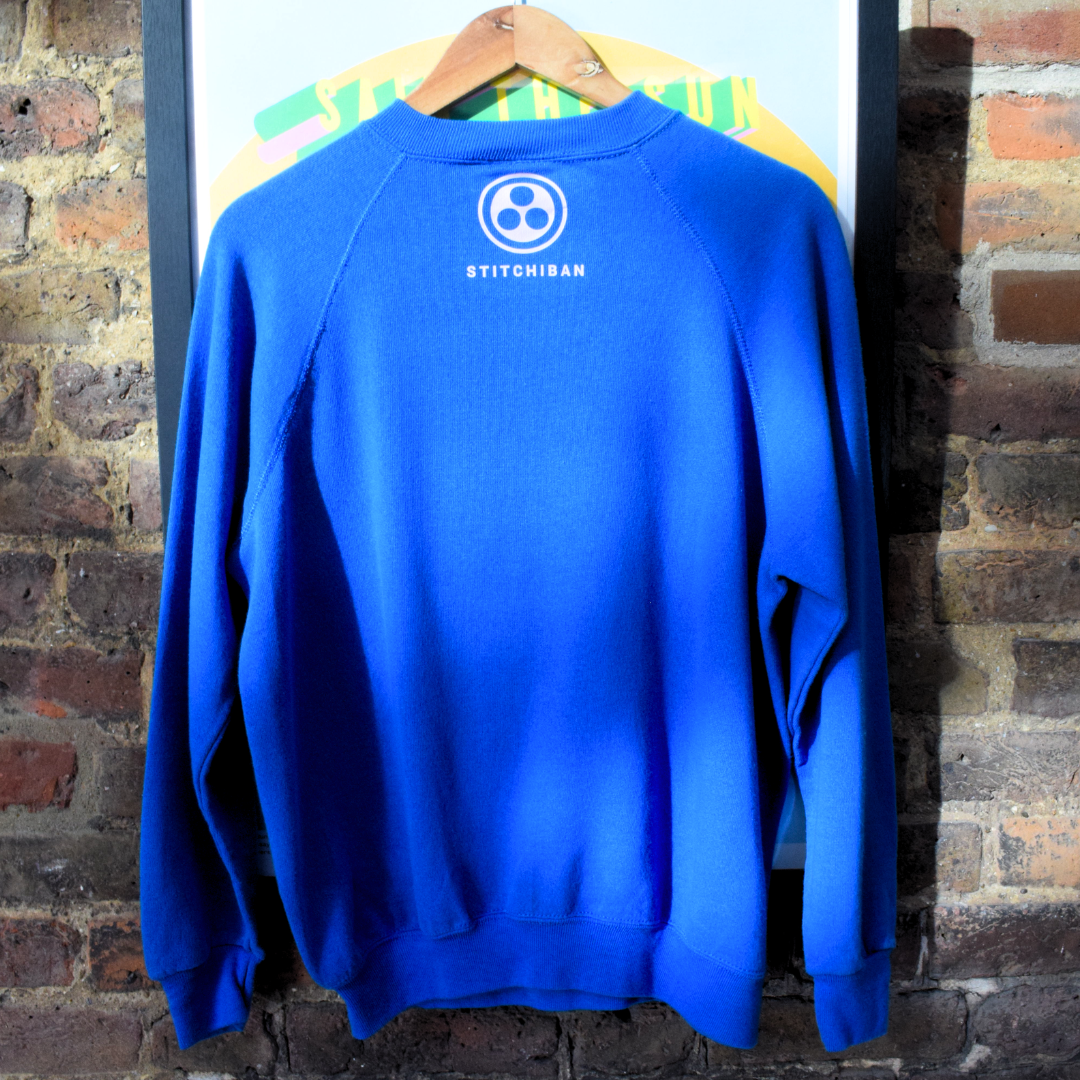 Upcycled Blue Sweatshirt with Pocket by Stitchiban