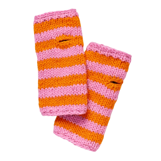 Striped Hand Knitted Fleece Lined Handwarmers