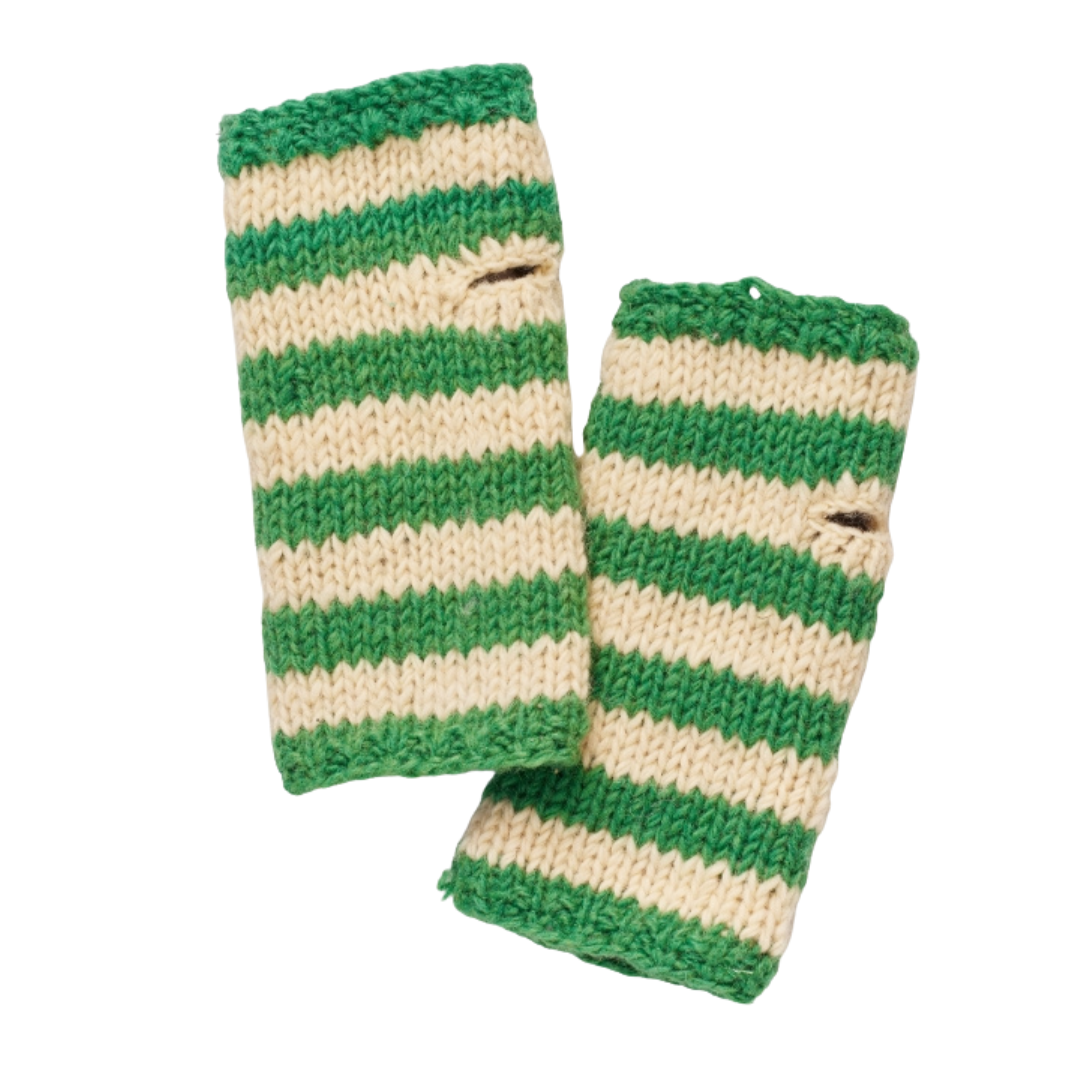 Striped Hand Knitted Fleece Lined Handwarmers
