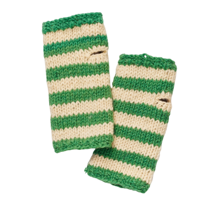 Striped Hand Knitted Fleece Lined Handwarmers