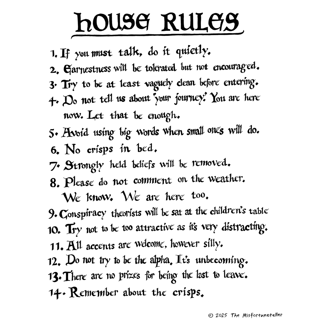 House Rules Print by The Misfortune Teller – Museum of the Home shop