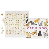 The content of the Cat Bingo on a white background. Set of cards with different cat breeds can be seen.