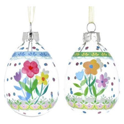 Pastel Flowers & Dots Clear Glass Egg Decoration