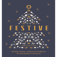 A navy blue book cover with an illustration of a Christmas tree. In golden font it reads: 