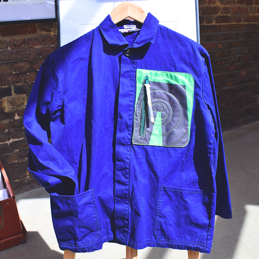Upcycled Jacket with Green Pocket by Stitchiban