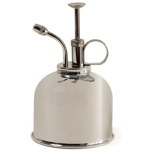 A metallic mist sprayer to water plants.
