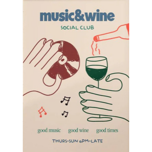 Music & Wine Social Club A3 Print