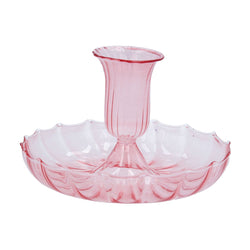 Pink Glass Fluted Candlestick