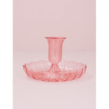 Pink Glass Fluted Candlestick