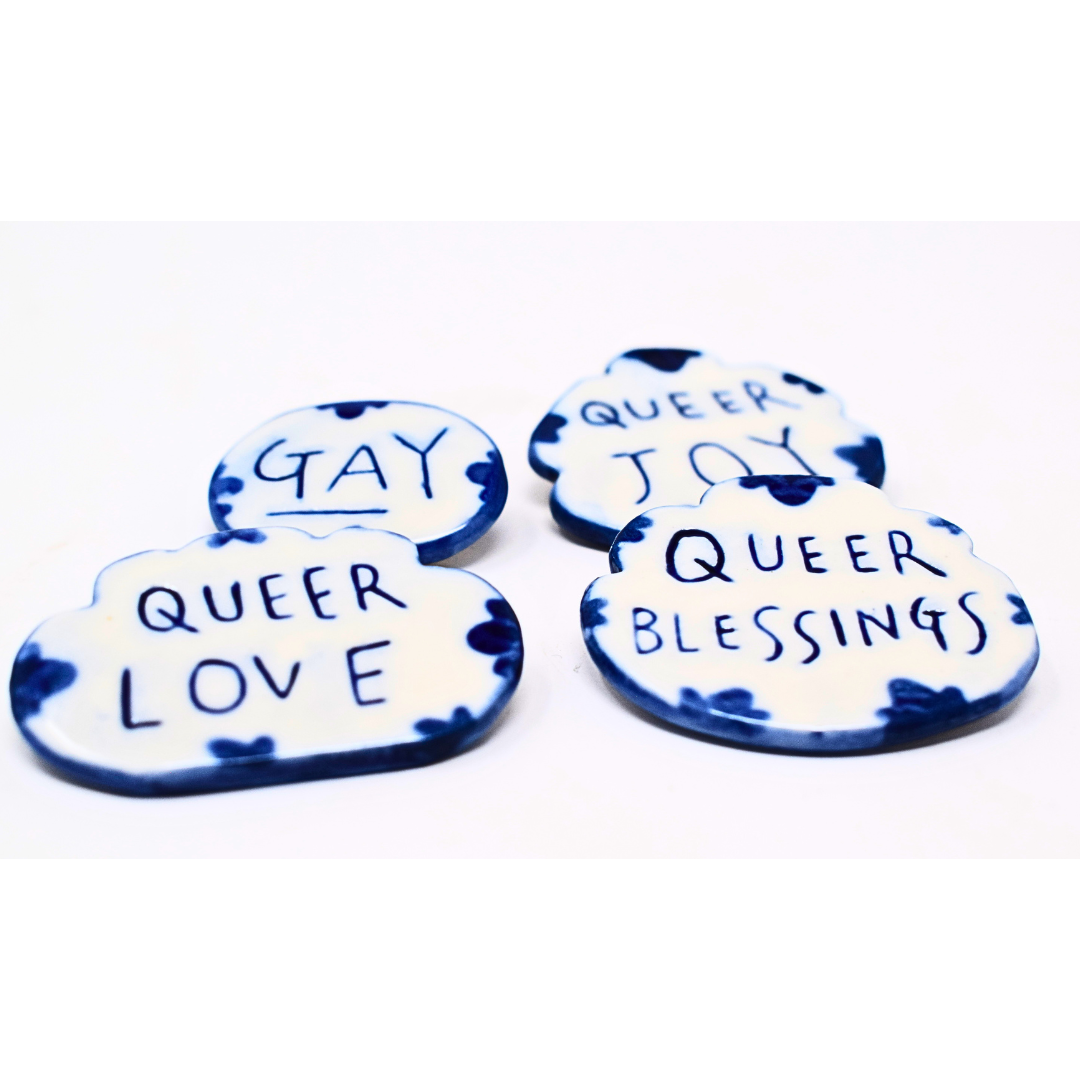 Queer Ceramic Badges by Frances Gibson