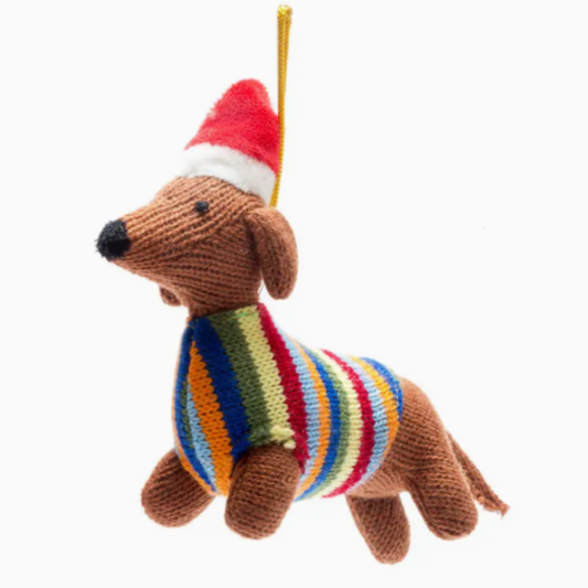 Knitted Sausage Dog Decoration