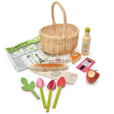 Wooden Shopping Basket with Foods