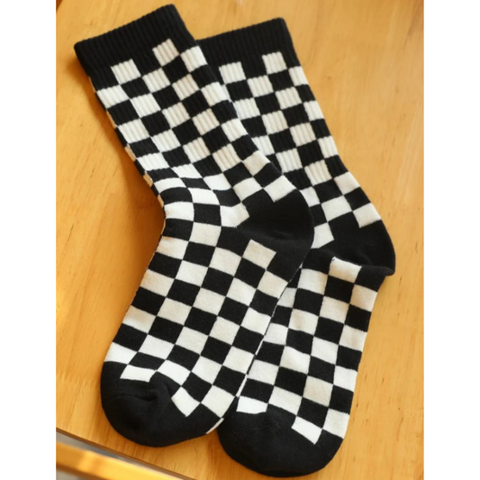 Socks Checked Black & White