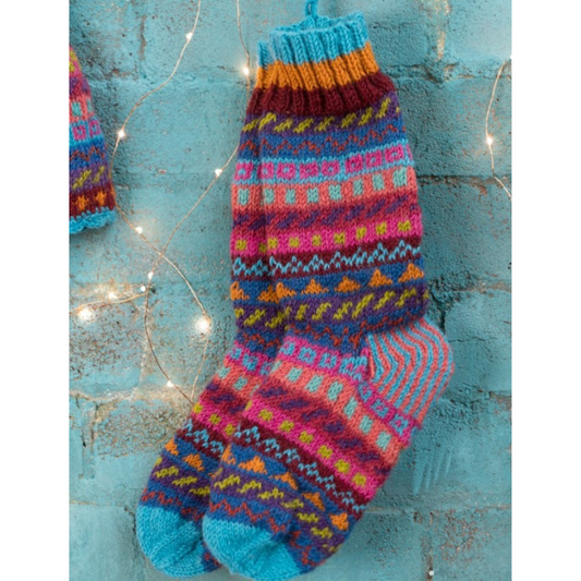 Woollen Hand Knitted Socks Fair Isle