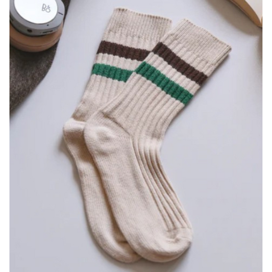 Socks Striped Retro Brown & Green