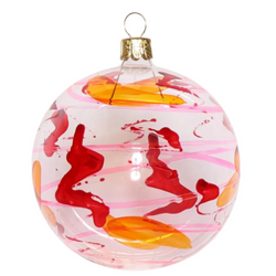 Splatter Glass Bauble Pink Orange