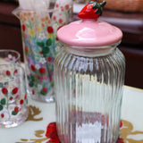 Glass Jar with Pink Strawberry Lid