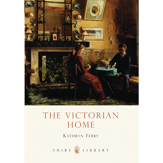 A book cover with a big picture of an old painting covering most of it. The painting portraits a traditional small Victorian drawing room, with man and a woman sitting on the right side playing cards on a small round table. On the left behind them there is a fire place and a mirror on top with different Victorian decorations.