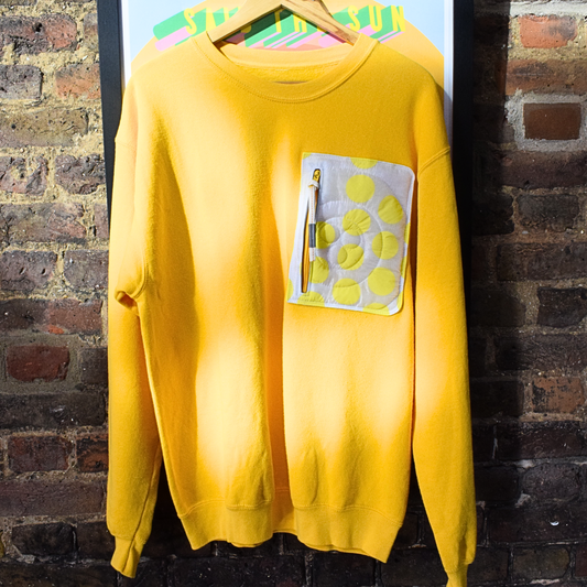 Upcycled Yellow Sweatshirt with Pocket by Stitchiban