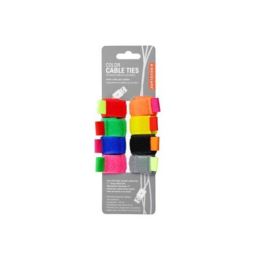 8 velcro cable ties in a variety of bright colours.