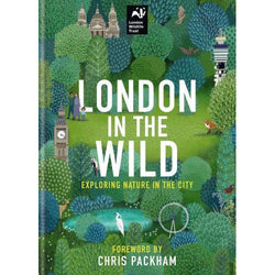 A green book on a white background. The book features an illustration of trees and grass in different green shades. Illustration of Saint Paul's cathedral, the London Eye and the Big Ben are among nature. In white font in the middle it reads 