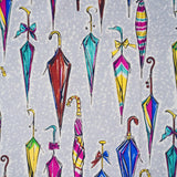 Close up showing the length of the bag and detail of umbrella illustrations