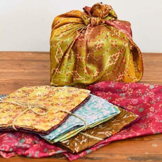Set of 2 recycled sari gift wraps