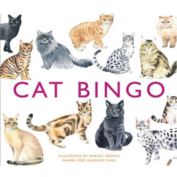 The front of a Cat Bingo box with illustrations of a variety of cat breeds.